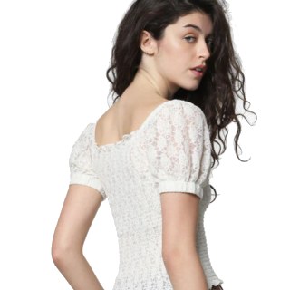 ONLY Smocked Top with Lace Sleeves Worth Rs.2299 at Rs.1150